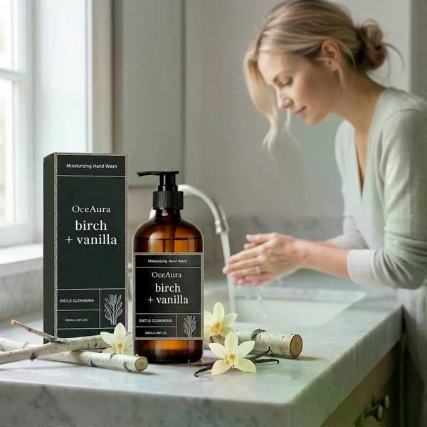 Birch + Vanilla Moisturizing Hand Soap - Gentle Cleansing Liquid Hand Soap with Natural Extracts, 100 ml/3.38 fl oz