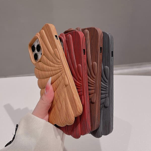 För iPhone 13 Pro träkorn skalform TPU-telefonfodral
