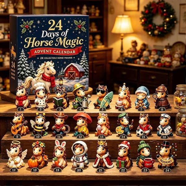 2026 Jule-adventskalender - 24-dages akryl 2D dyrefigurer som pynt