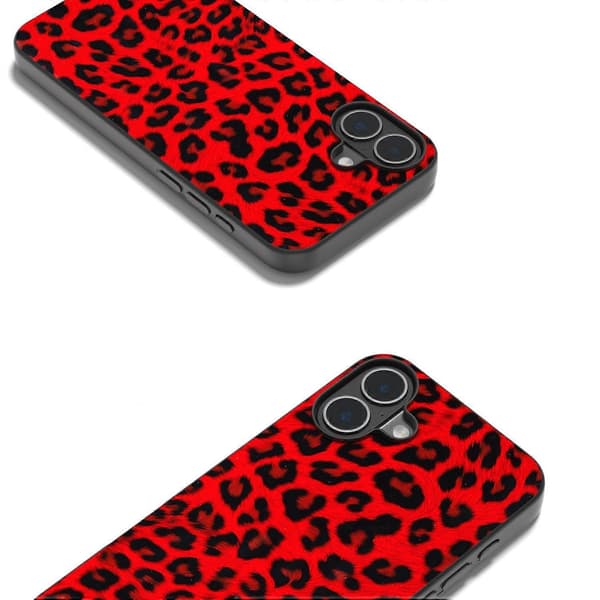 Svart ram leopardfodral till iPhone 16 Plus