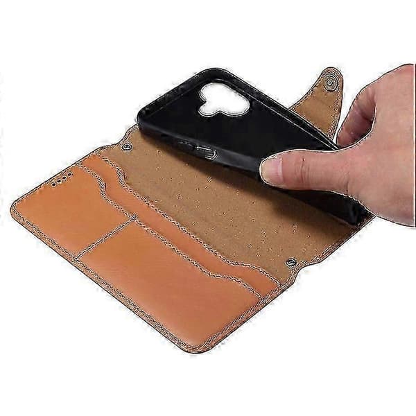 iPhone 16 Plus læderpung etui med kohudsstruktur