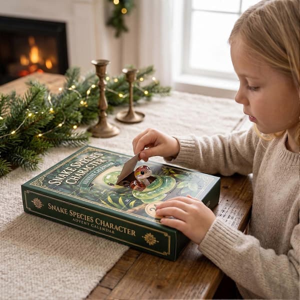 Slange-julekalender, 24-dagers nedtelling med flate akrylfigurer