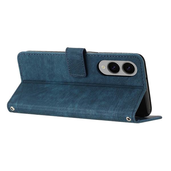 Til Samsung Galaxy S25 Edge Cover Prægede Linjer Læder Telefoncover med Stativ