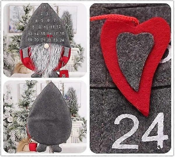 Julekalender, nedtellingskalender til jul, julepynt til dør og vegg, grå