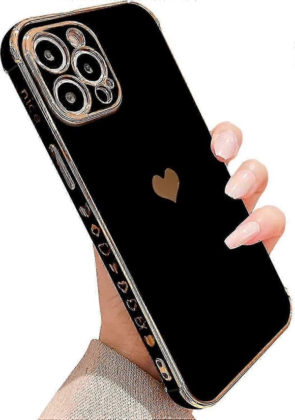 Kompatibel med iPhone 13 Pro-deksel Søt plating Kjærlighetshjertemønster Sideprintdeksel