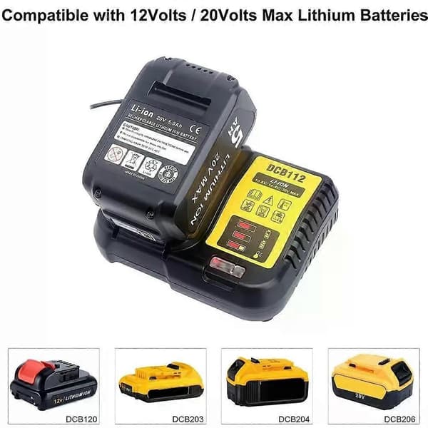 DCB112 Litium Batterilader Plast 18V 20V Verktøyadapter Omformer Base Batteriadapter