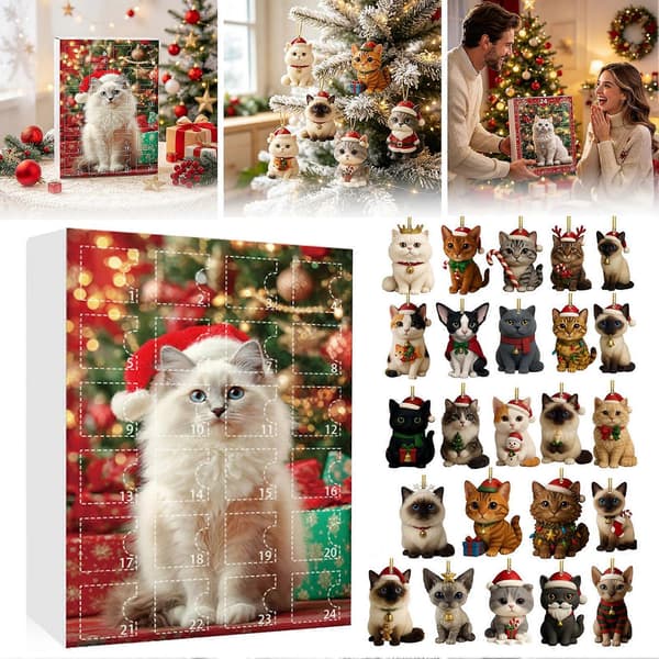 24-dagers julekalender med katter – Akrylpynt – til juletreet