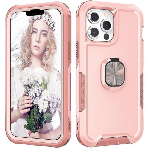 Ring kickstand Case för Iphone 13 Pro 6.1 tum, stötsäker, fallskydd, stöd trådlös laddning