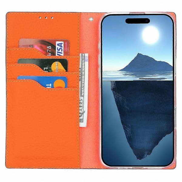 Litchi tekstur skinn lommeboketui til iPhone 16 Pro