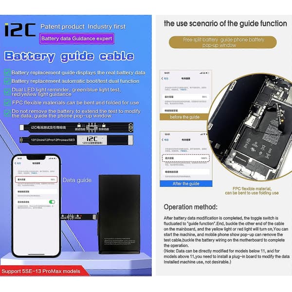 Til iPhone 13 / 13 mini i2C batteri boot strap test flexkabel til iPhone 13 mini / 13