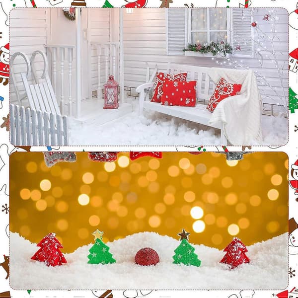 Kunstig snø til jul 170g fluffy snø og 76 x 241 cm snøteppe fiber kunstig snøtepperull for innendørs jule- og vinterdekorasjon