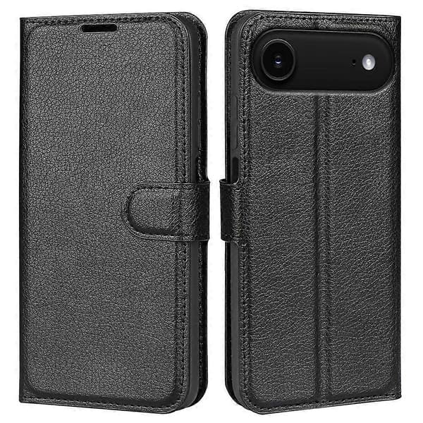 För iPhone 17 Air Fodral Litchi Textur Stötsäkert Läder Plånboksfodral