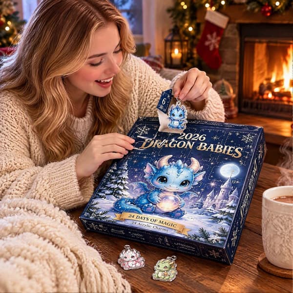 Dragebabyer Julekalender – 24 akrylfigurer – til juletrepynt