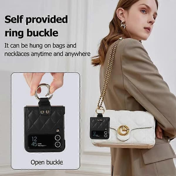 Til Samsung Galaxy Z Flip4 Rhombisk Mikrofiber Sammenleggbart Telefondeksel med Ring