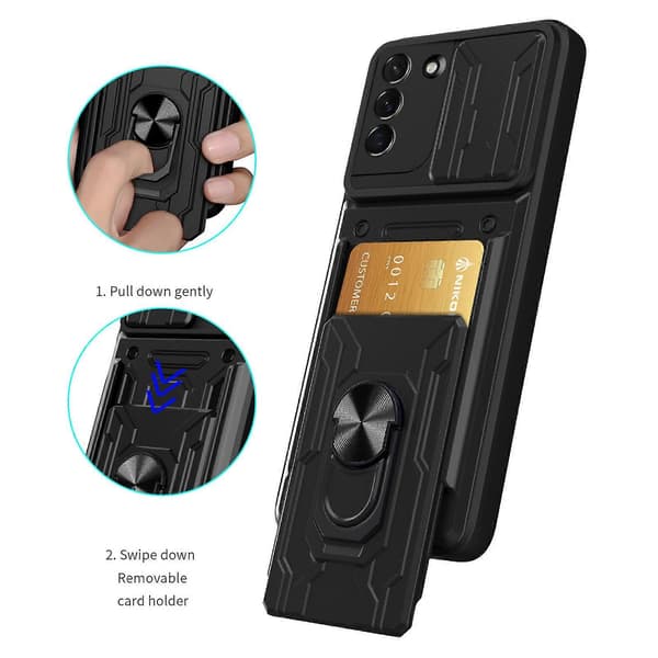 För Samsung Galaxy S21 5G Skjutbart Camshield Kort Telefonfodral