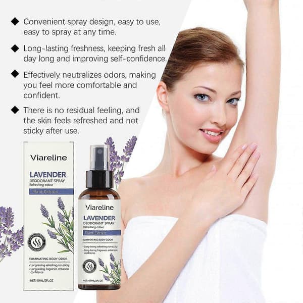Deodorantspray med lavendel - Naturlig, skonsam, svettkontroll, resevänlig 60 ml