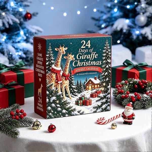 24-dages giraf-julekalender, 2D akryl julegiraf-figurkalender, samlerobjekt dyrepynt