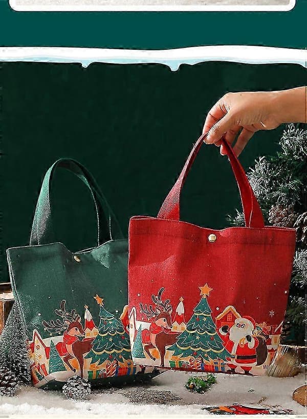 Julegavepose håndholdt lærredsæblepose julegave juleaften juletræ