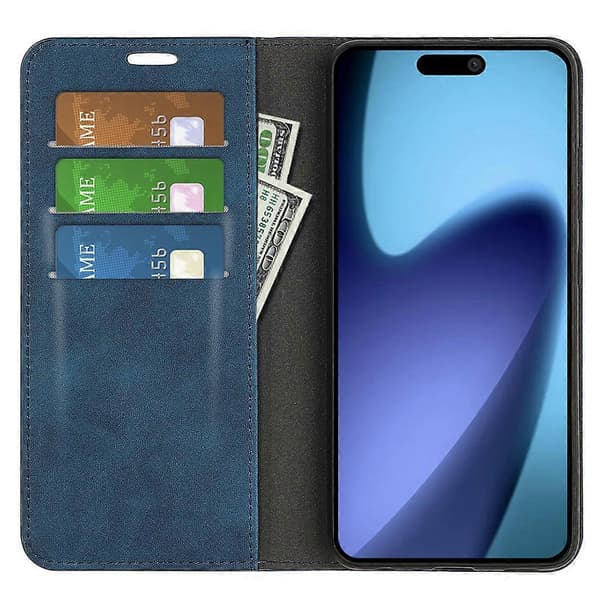 Kompatibel för iPhone 17 Air Fodral Skin Touch Läder Plånboksfodral