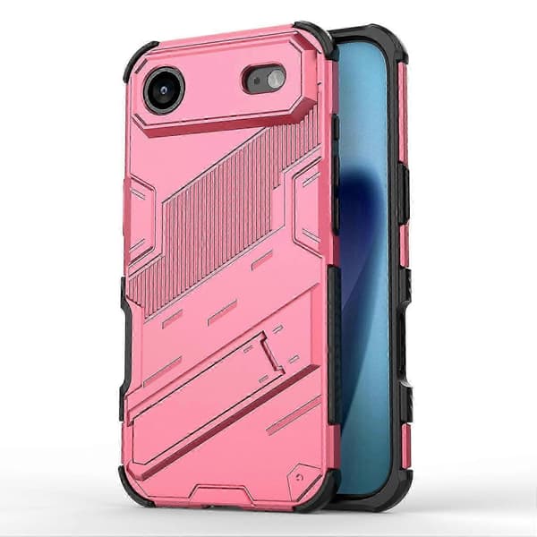 Til iPhone 17 Air-deksel PC TPU Støtsikkert telefondeksel med stativ (rosa, rose)