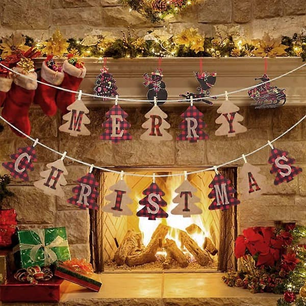 Glædelig jul banner juletræ