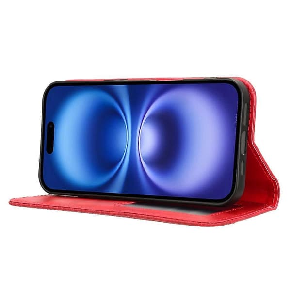 Läderfodral med plånboksfodral och retrotextur för iPhone 16