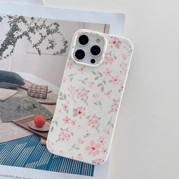 iPhone 16 Pro Max-deksel - Søtt rosa blomstermønster