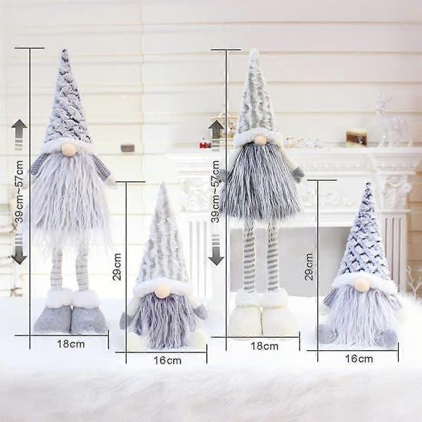 Jul-tomte med utdragbara ben - Stickad plyschdocka