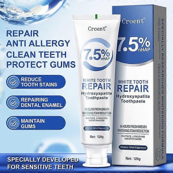 Hydroxyapatite Toothpaste for Advanced Enamel Protection, Gentle and Effective Formula, Fluoride-Free Toothpaste for Sensitive Teeth