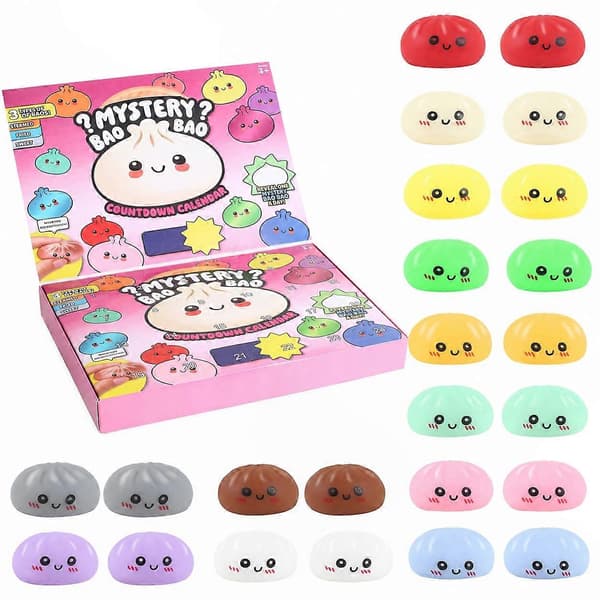 Stresslindrende klemmelegetøj – 24-delt mini jule-nedtællings-squishy blind box-sæt