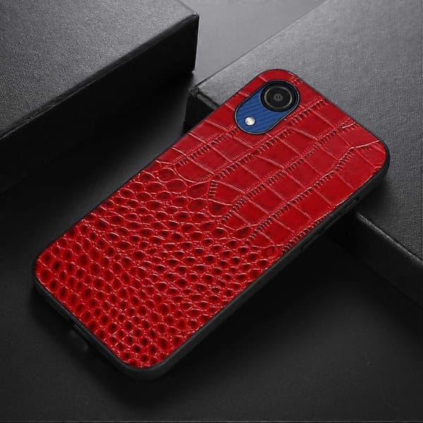 För Samsung Galaxy A03 Core Crocodile Top Layer Cowhide Läder Phone Case