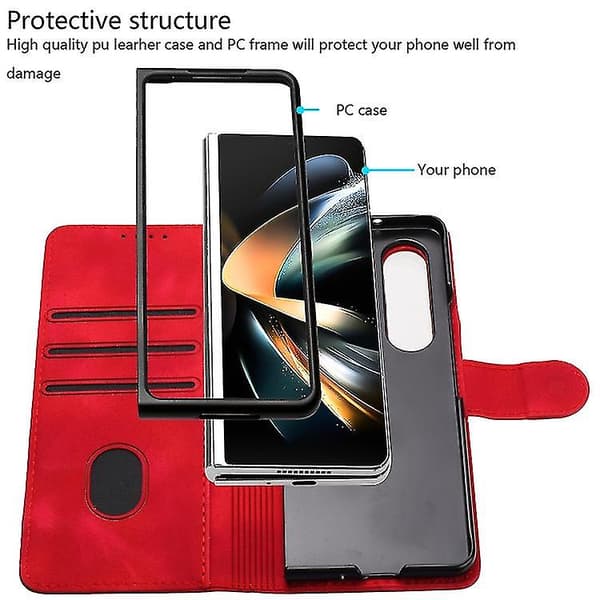 For Samsung Galaxy Z Fold4 Line Pattern Skin Feel Leather Phone Case