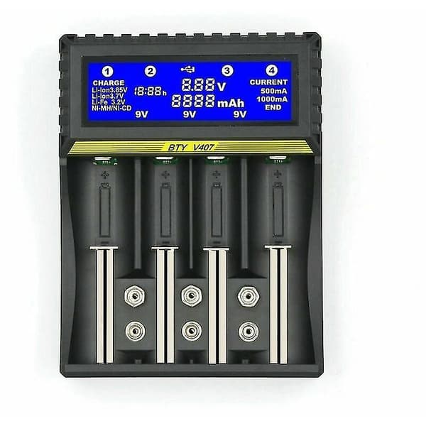 Batterilader Multifunksjonell Batterilader Bty407 18650 Batteri Li-ion/ni-mh/ni-cd/5 Aa/7 Aaa/9v Batterilader, [XH]