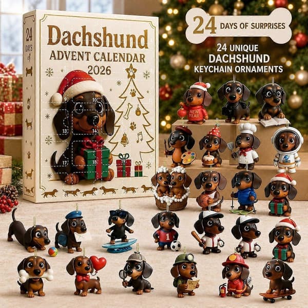 24-dagers Dachshund julekalender, akryl anheng blindboks-gave