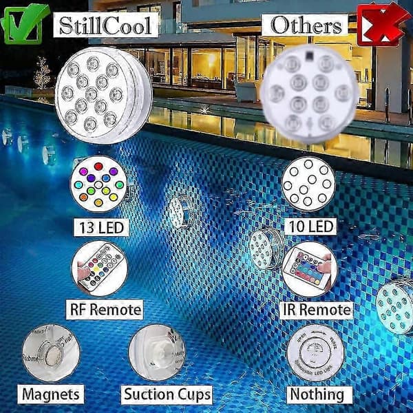 RF Undervands LED-lys med magnet til pool akvarium springvand dam dekorativt lys