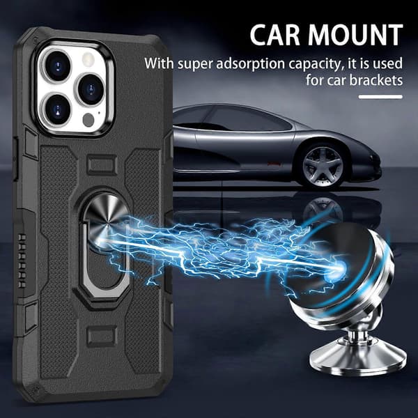 Til iPhone 13 Pro Max Ringholder Armor Hybrid Telefoncover
