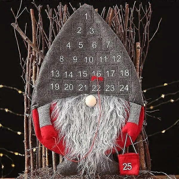 Julekalender, jule-nedtællingskalender, julepynt til dør og væg, grå