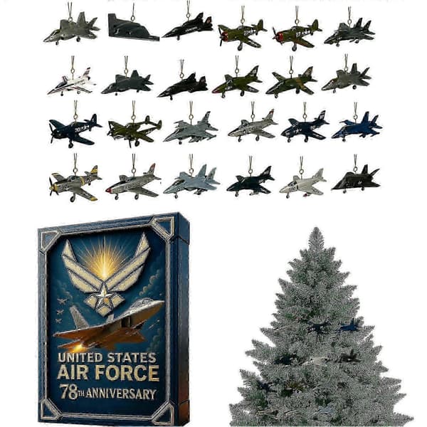 Julefly Advent 2D Akrylpynt Dekoration 24 Dage Luftvåbnet 78-års jubilæum Juletræspynt til luftfartsentusiaster