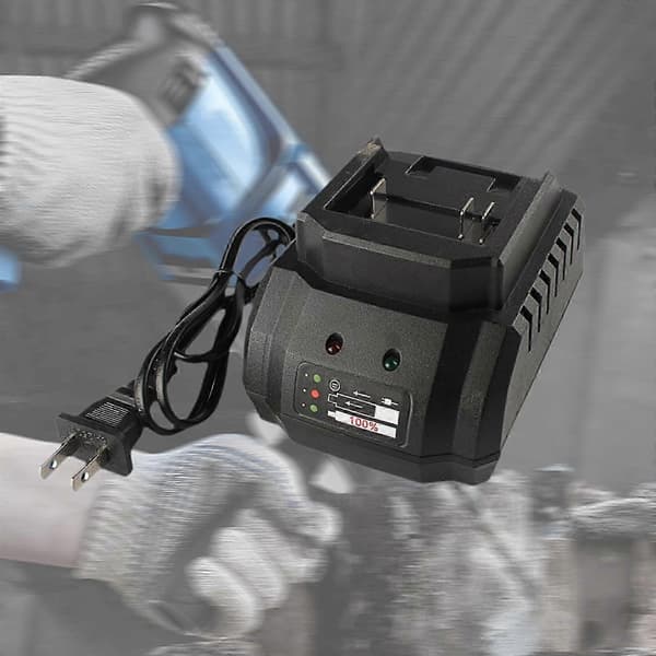 2x 21V Batterilader Universallader med Lysindikator Effektiv Bærbar