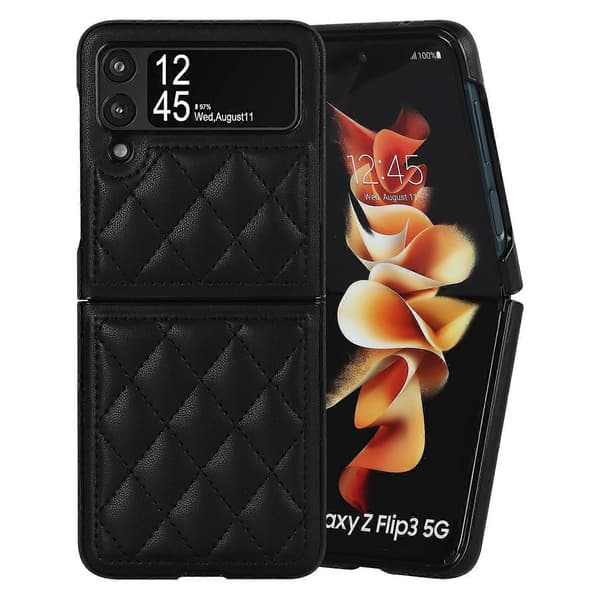 För Samsung Galaxy Z Flip4 Rhombic Microfiber Folding Phone Case