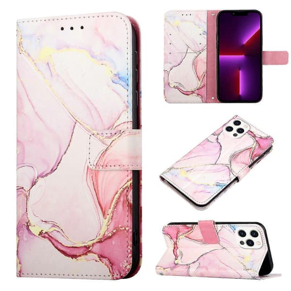 Kompatibel med iPhone 13 Pro Cover Pung Marmor Læder Etui
