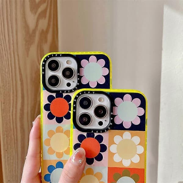 Impact Cover til iPhone 13 Pro Max - Retro Blomster - Klar Frost