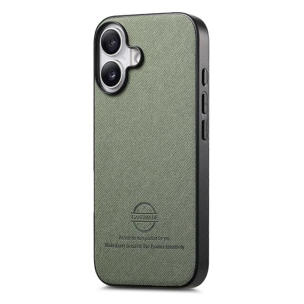 For iPhone 16 Skinntelefonbakdeksel med stofftekstur