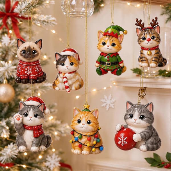 Jule-julekalender til kat og hund - 24 stk. 2D-akrylpyntesæt til juletræet