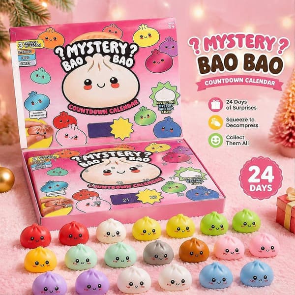 Stresslindrende legetøj – 24-delt mini jule-nedtællings-squishy blind box med blød gummi