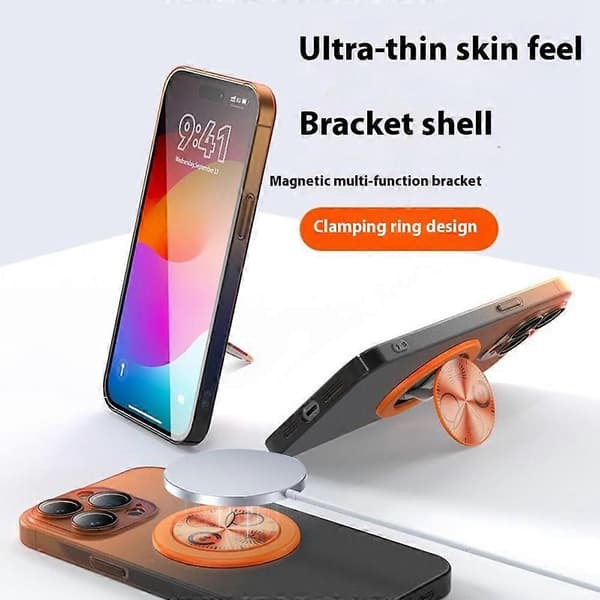 For iPhone 16 Pro-deksel med dreibar støtte og gradientfarge i hard PC - Matt hvit