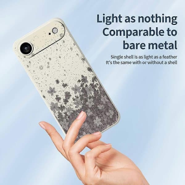 For iPhone 17 Air-deksel med grått blomstermønster, rett kant, TPU-telefonbakdeksel