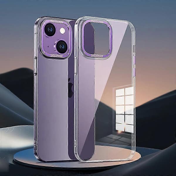 För iPhone 13 Metalllinsring Klart PC-telefonfodral