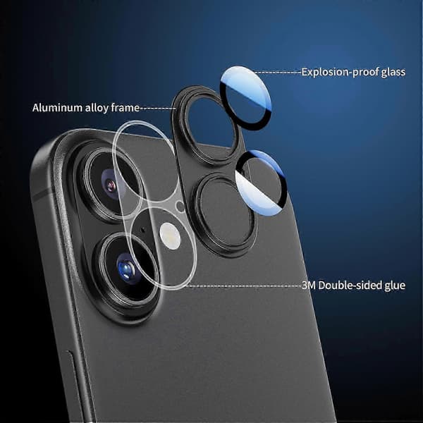 2026 [2-pack] för iPhone 16/iPhone 16 Plus Kameralinsskydd, 9H+ Härdat Glas, Anti-Rep