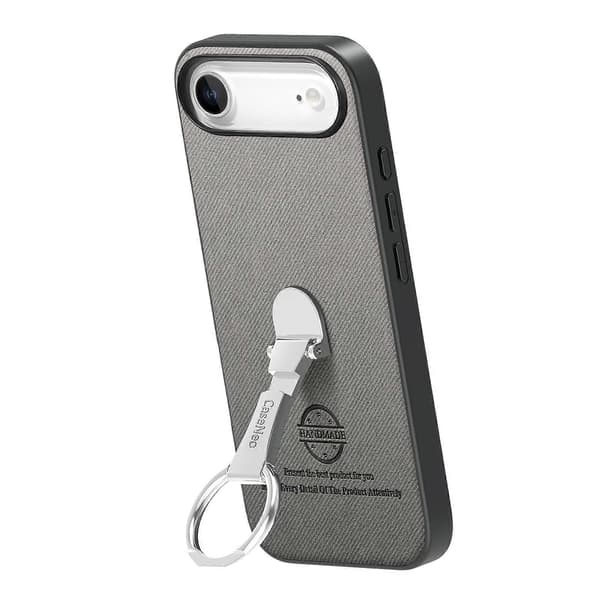 Kompatibel med iPhone 17 Air Fodral Vikbart Stöd Twill Textur Läder Baksida
